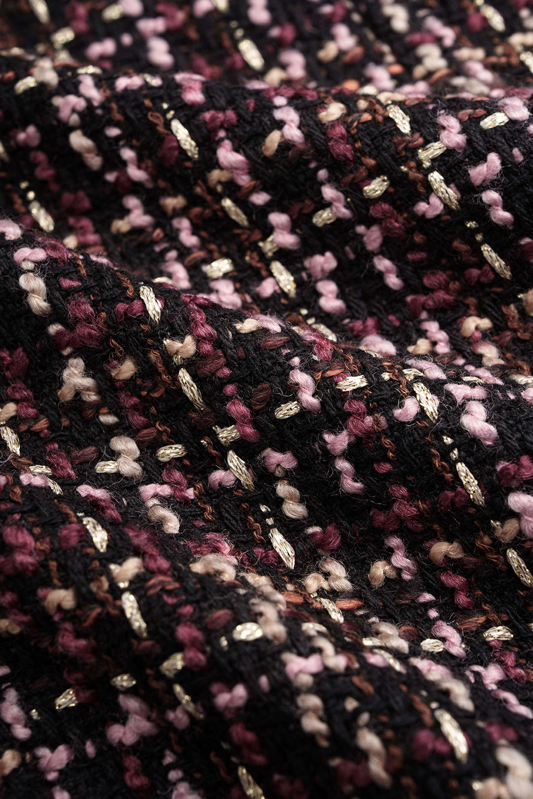 Tweed jasje met riem en ronde hals