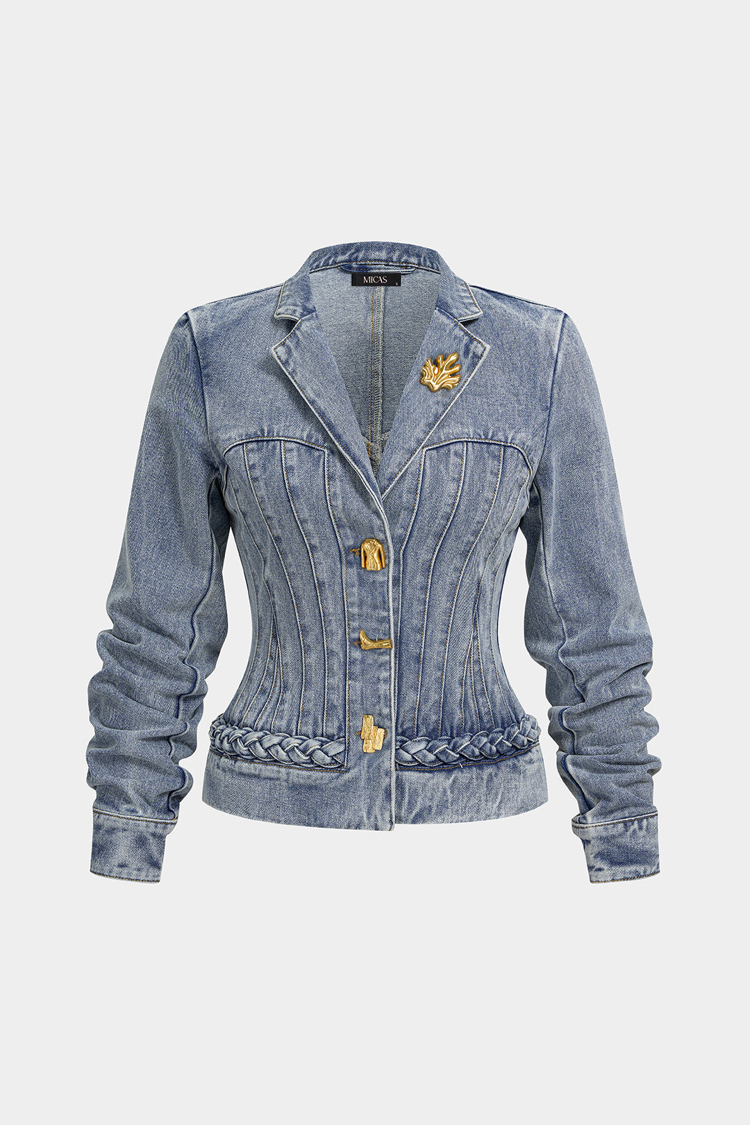 Esmee - Denim metallic jasje met knoopjes