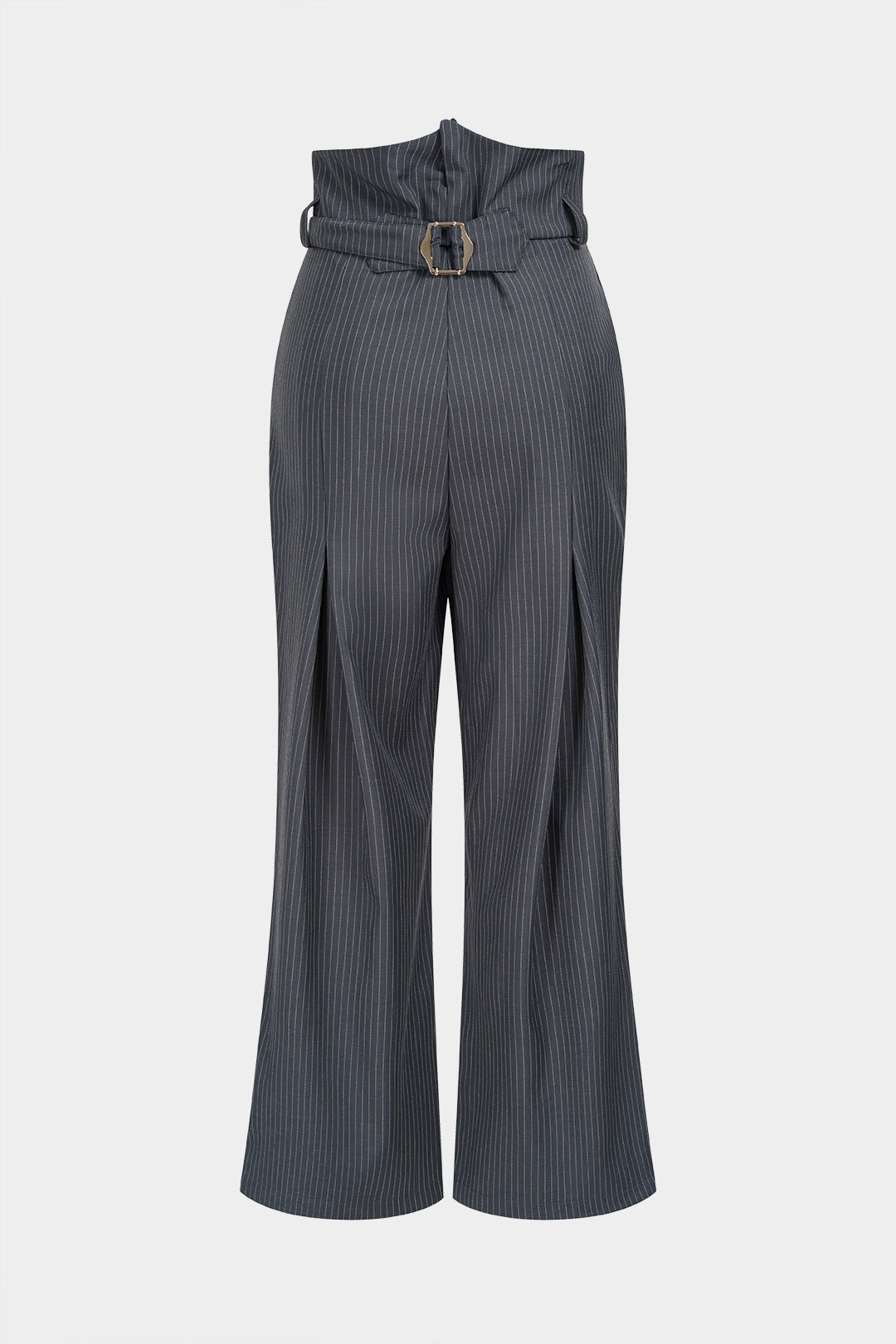 Gestreepte broek met borduursel en hoge taille