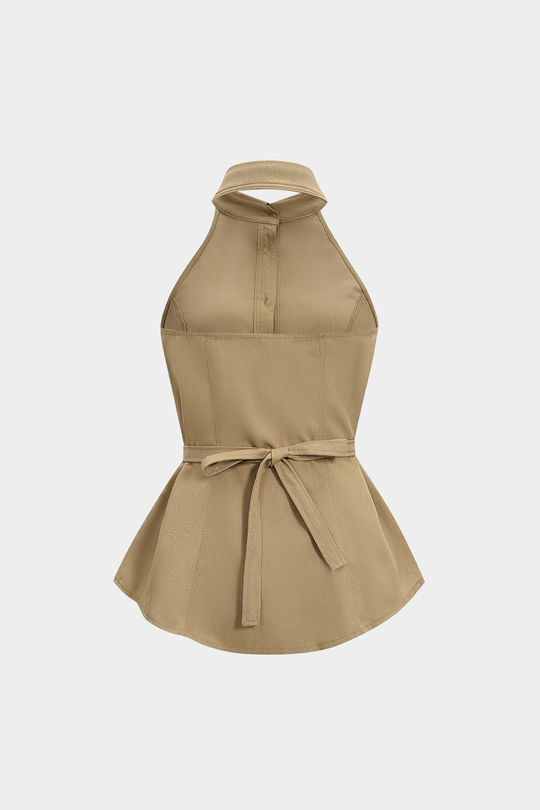 Tanktop met halternek, knoopjes en open rug