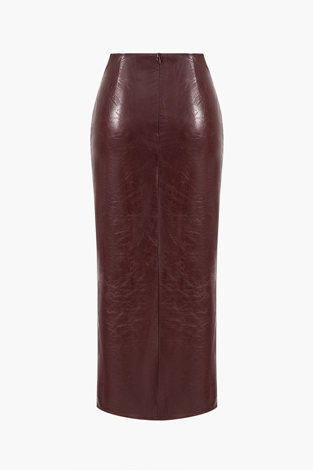 Leren-look rok met gedraaid detail en split
