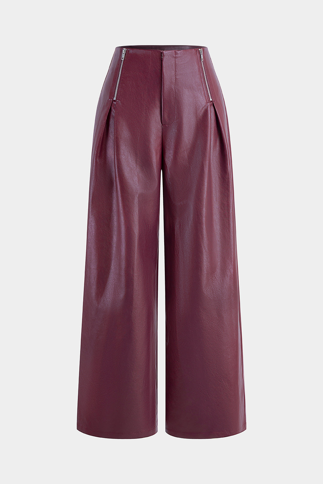 Leren-look broek met rits