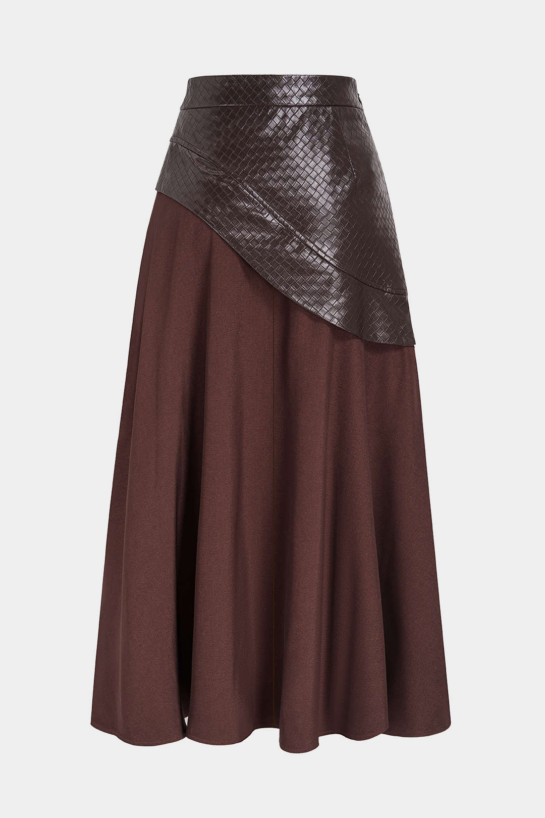 Faye - Leren-look patchwork midirok