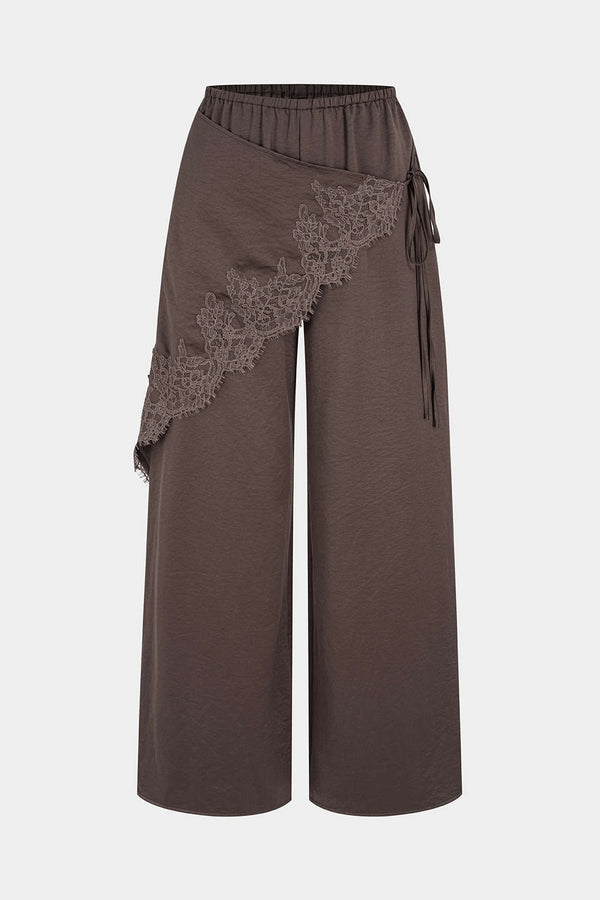 Margot - Patchwork broek met kanten rand en wijde pijpen