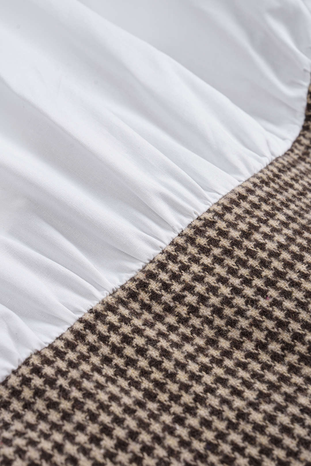 Pied-de-poule patchwork minijurk met hoge taille