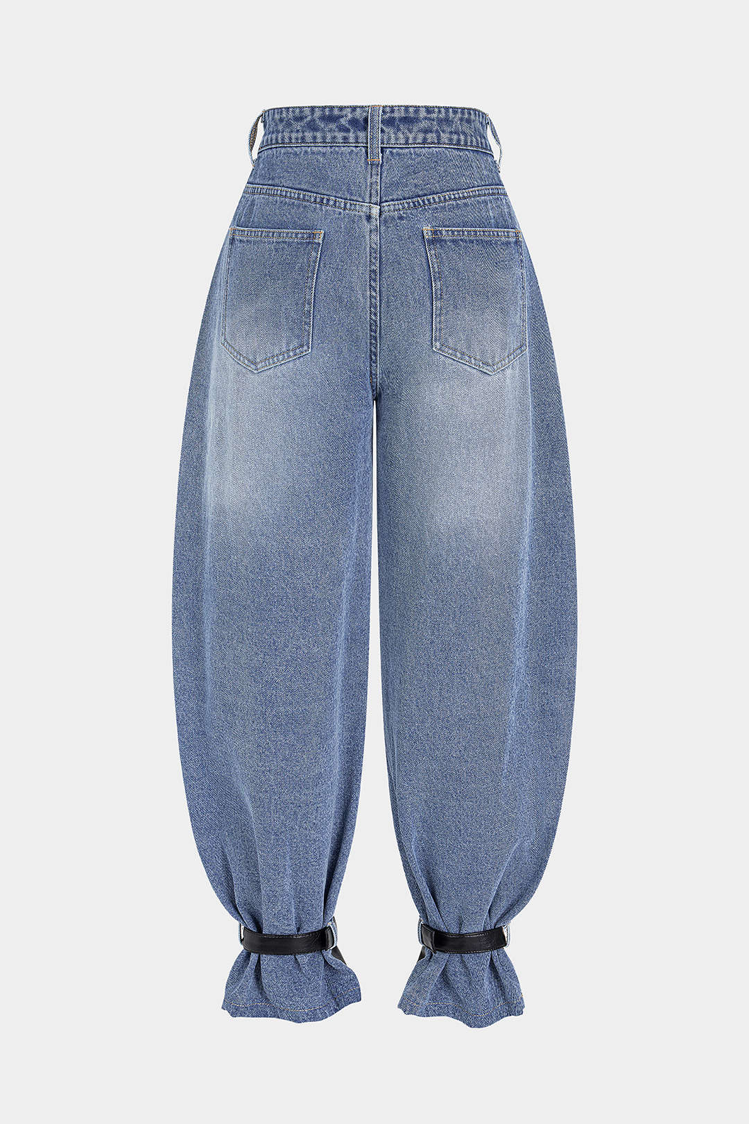 Zara - Denim patchwork broek met wijde pijpen