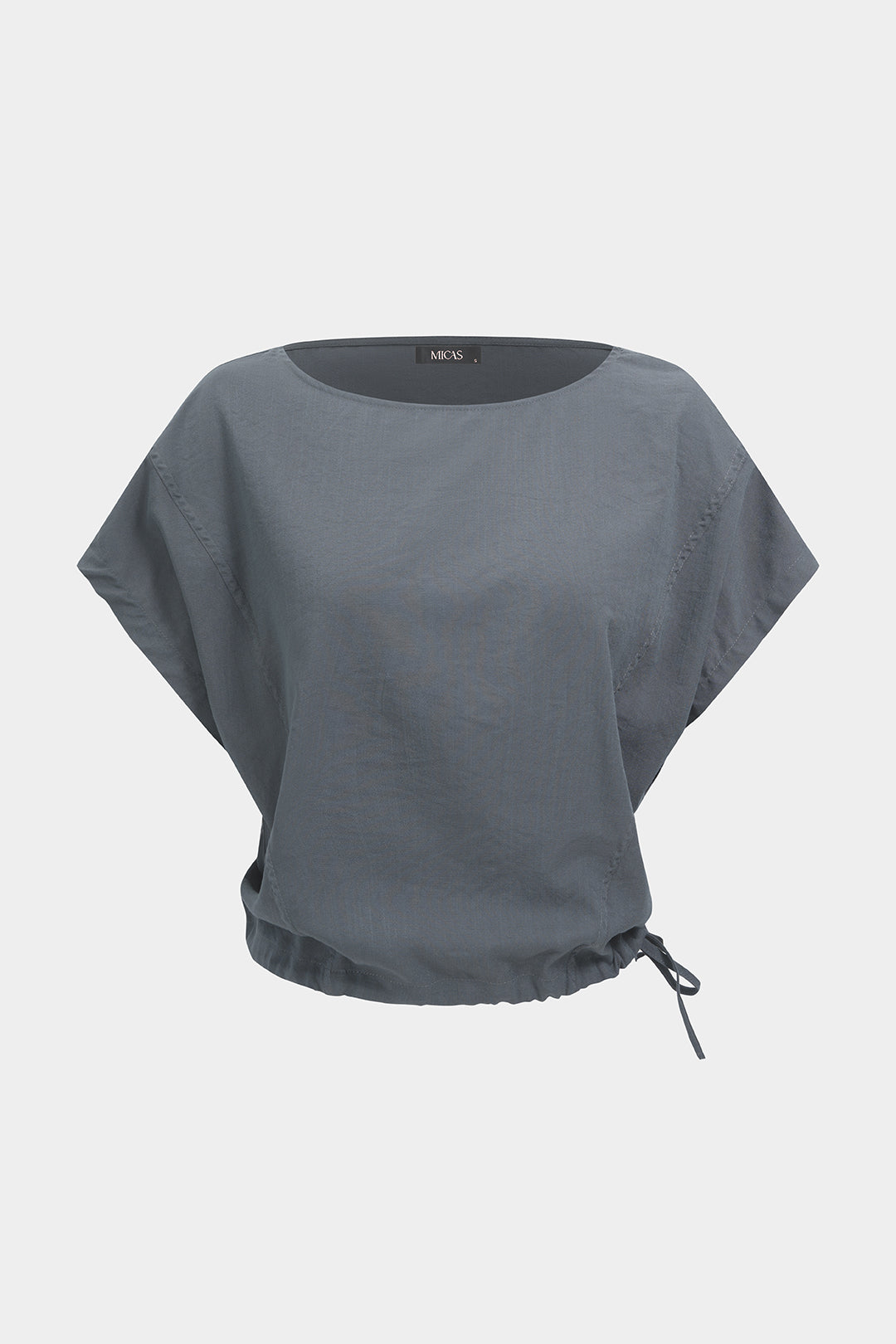 Effen blouse met ronde hals en trekkoord