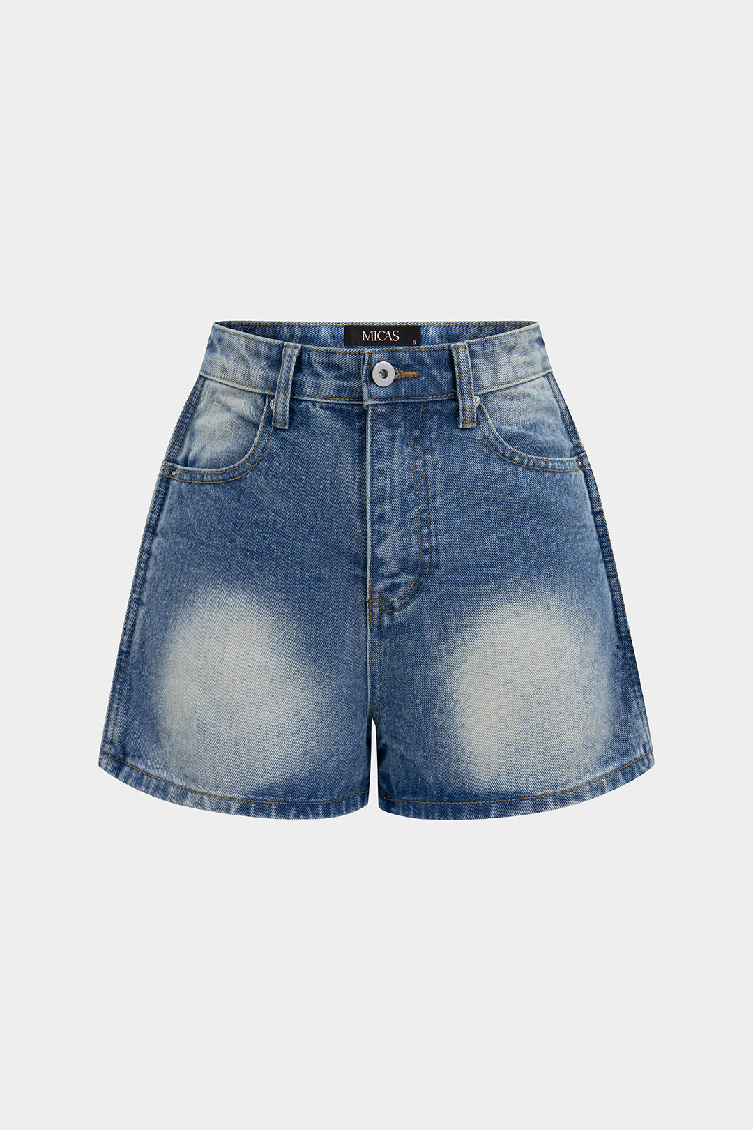 Elin - Denim short met knoopjes en zakken
