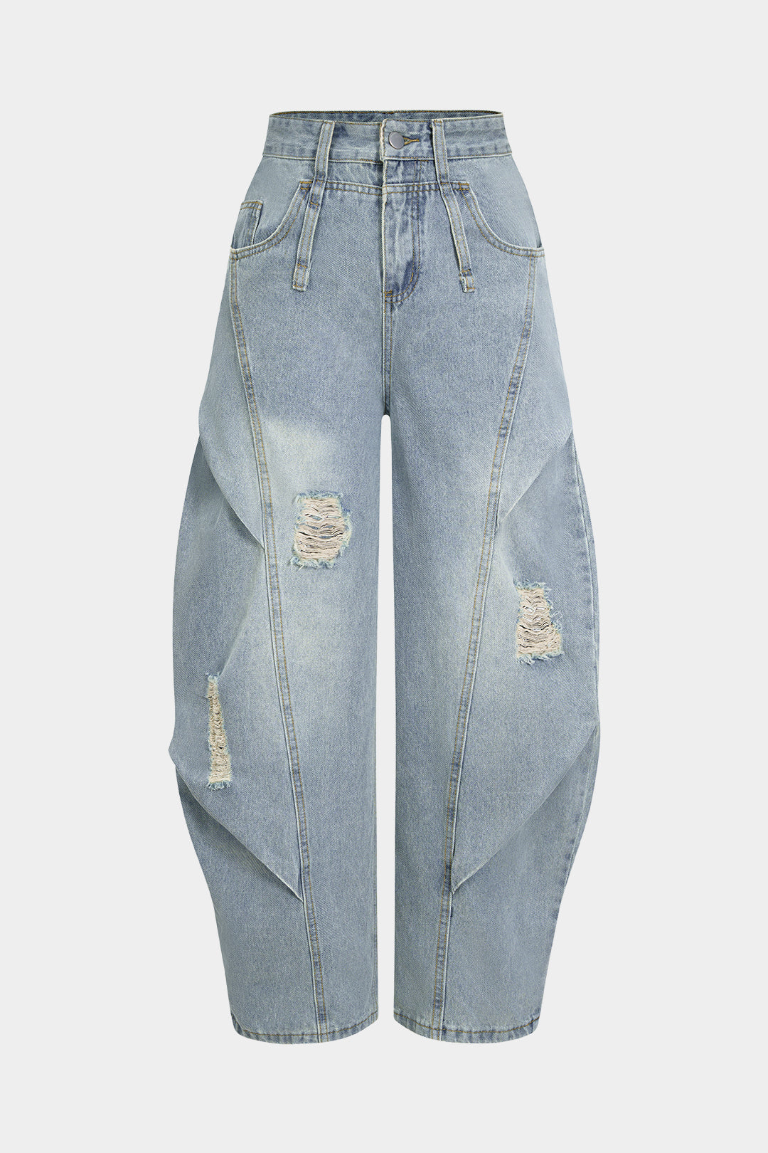 Ripped jeans met ruches en ballonmodel