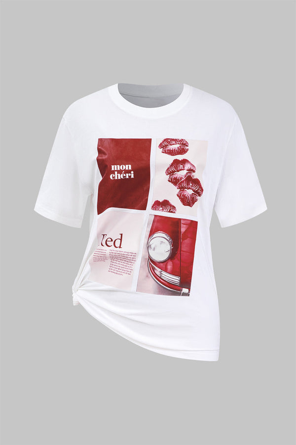 Lyla - T-shirt met ronde hals en korte mouwen