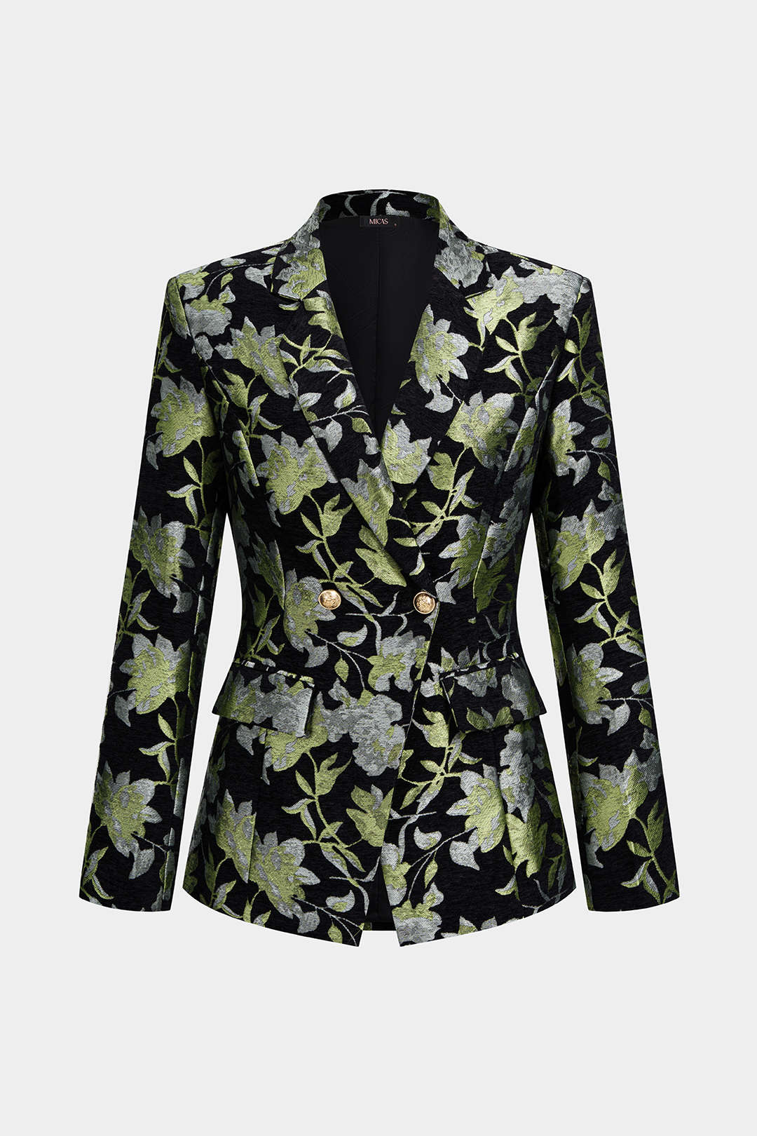 Jacquard metallic blazer met knoopjes