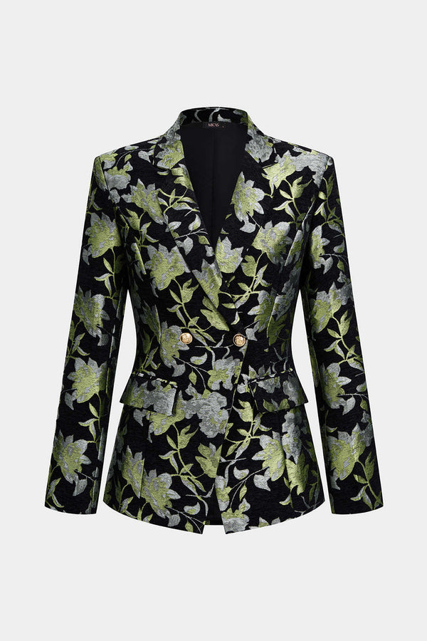 Jacquard metallic blazer met knoopjes