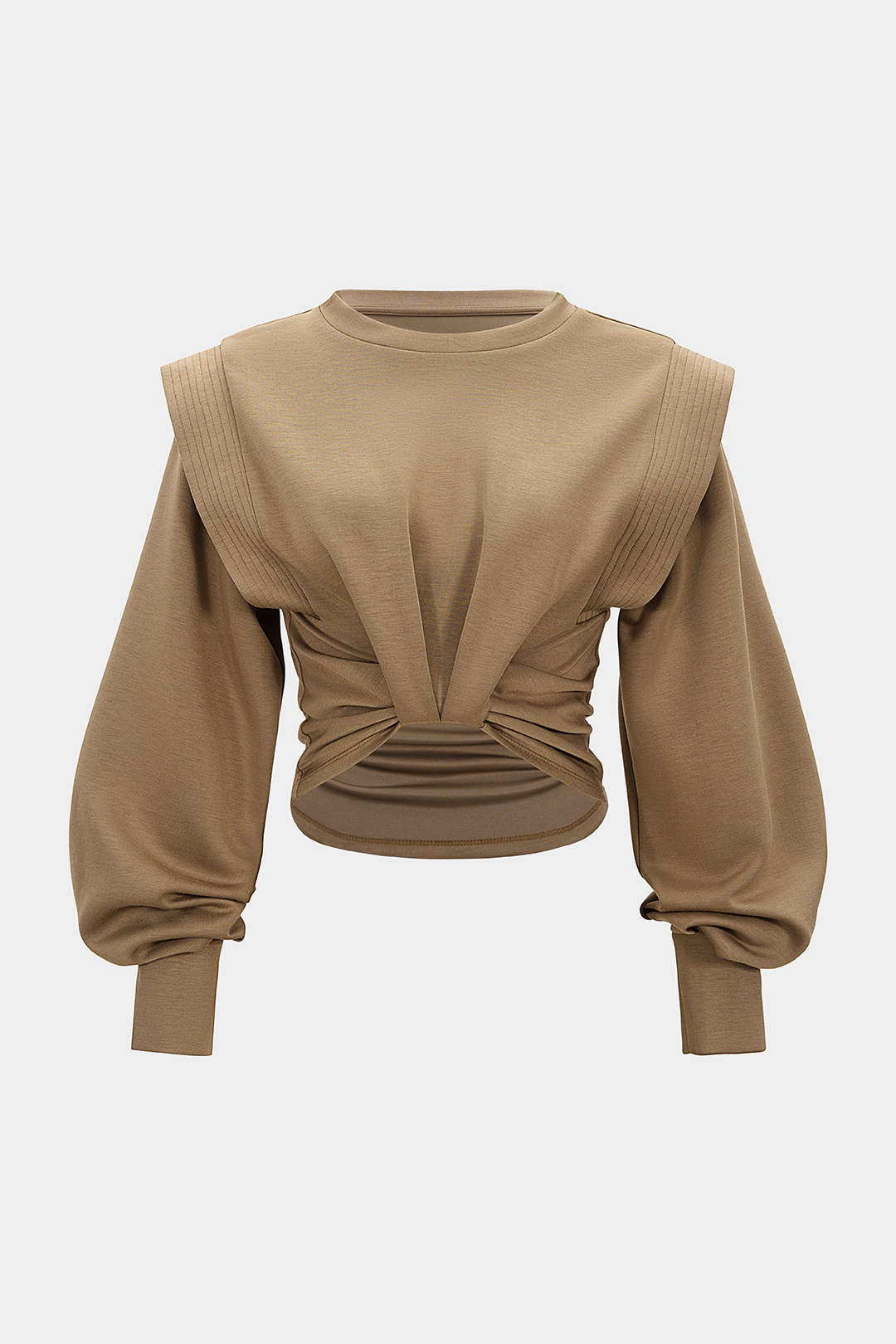 Sweater met ruches, ronde hals en lange mouwen
