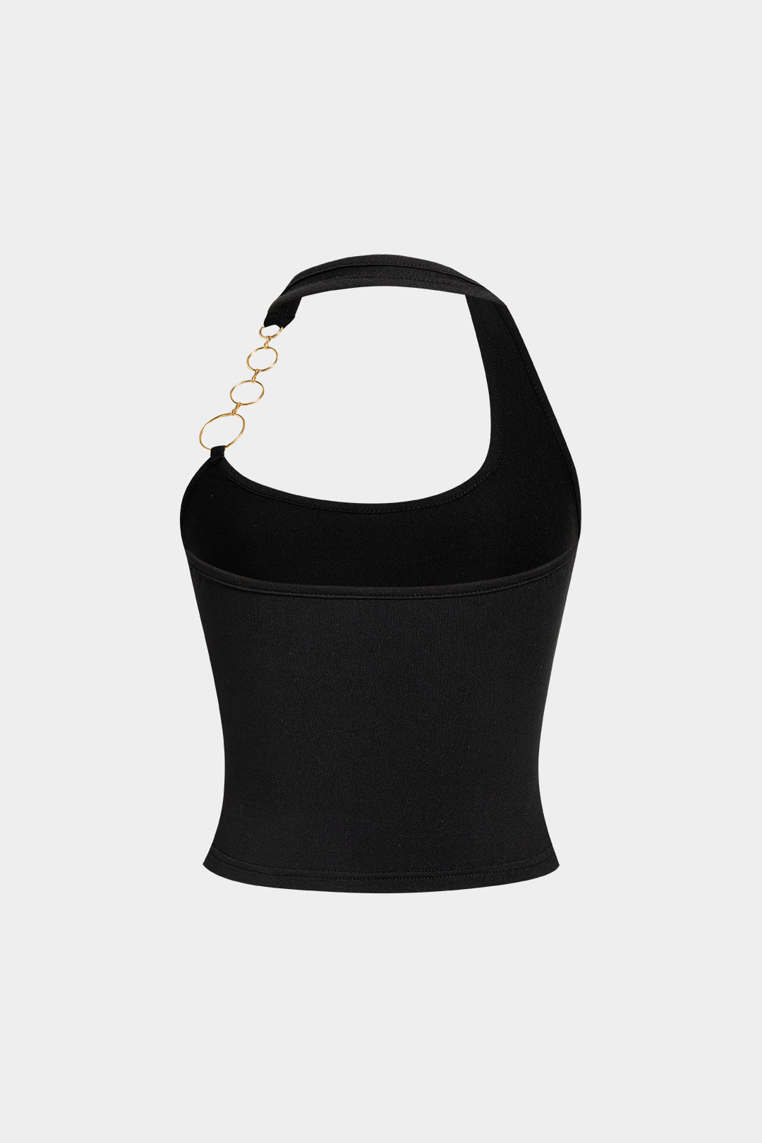 Metallic asymmetrische tanktop met halternek en open rug