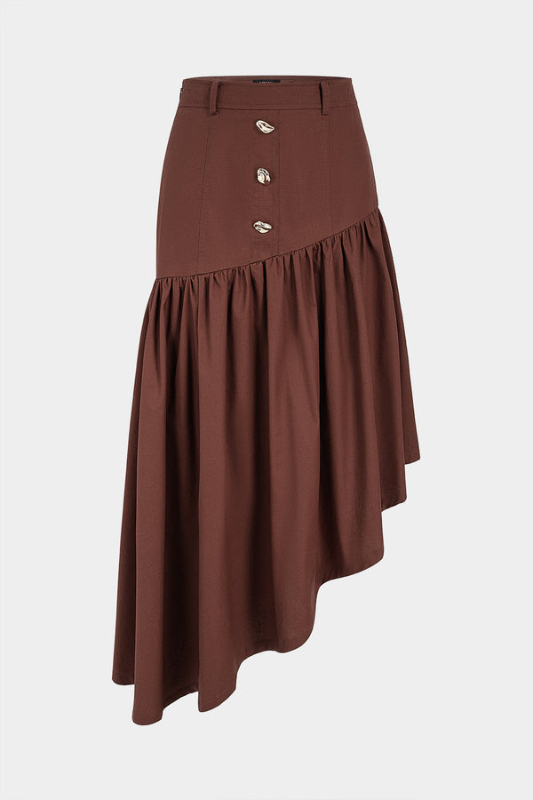 Stella - Metallic asymmetrische rok met ruches