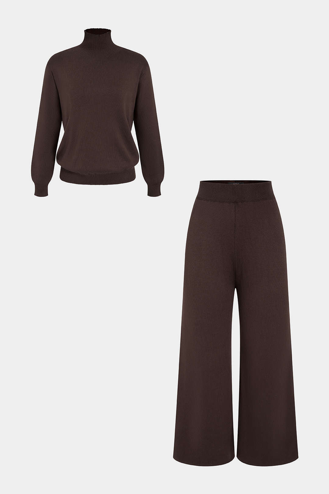 Gebreide broek met lange mouwen en wijde pijpen
