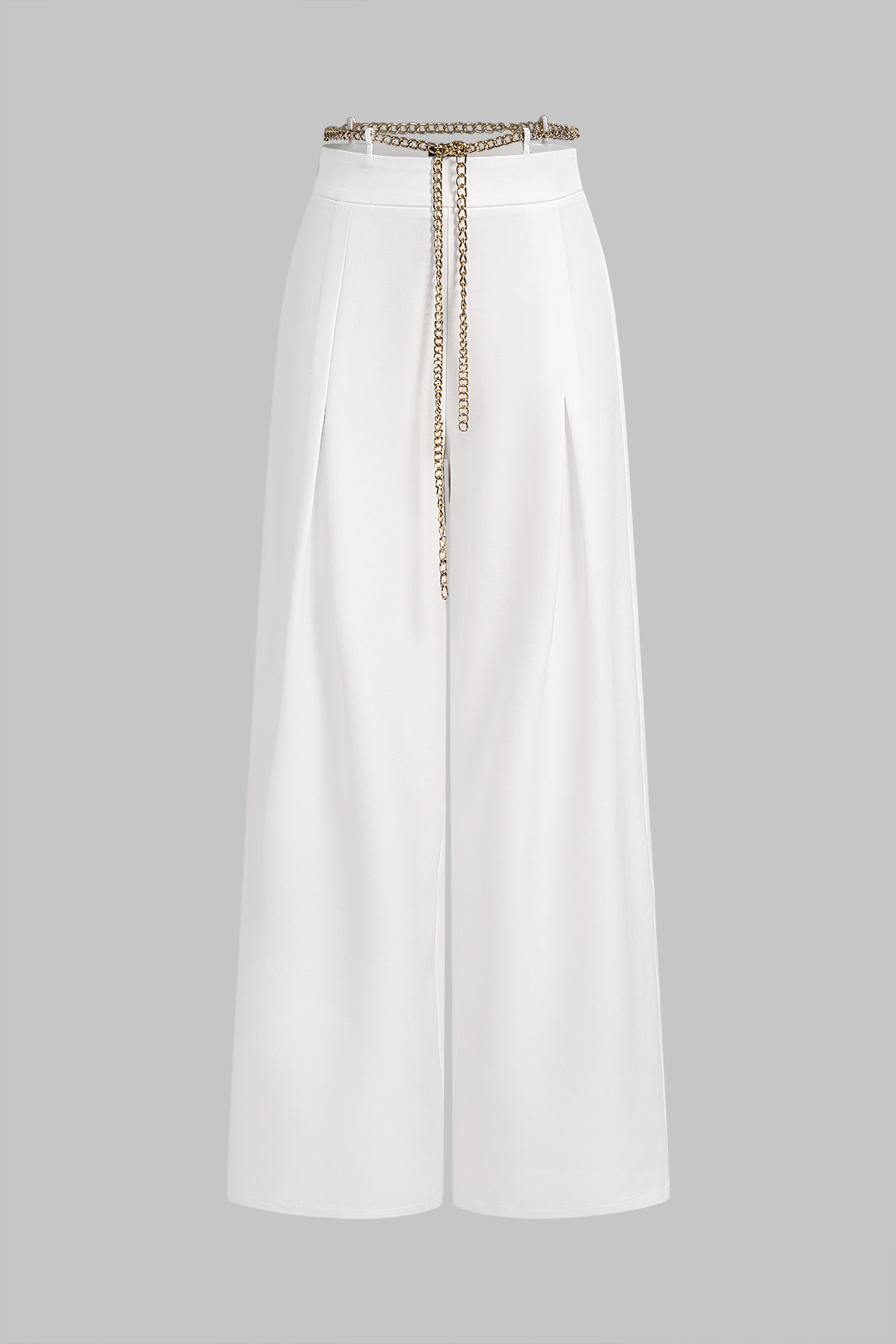 Metallic broek met kettingdetail en wijde pijpen