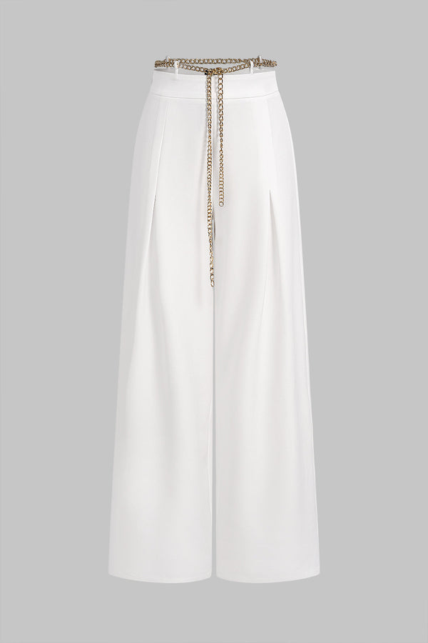 Metallic broek met kettingdetail en wijde pijpen