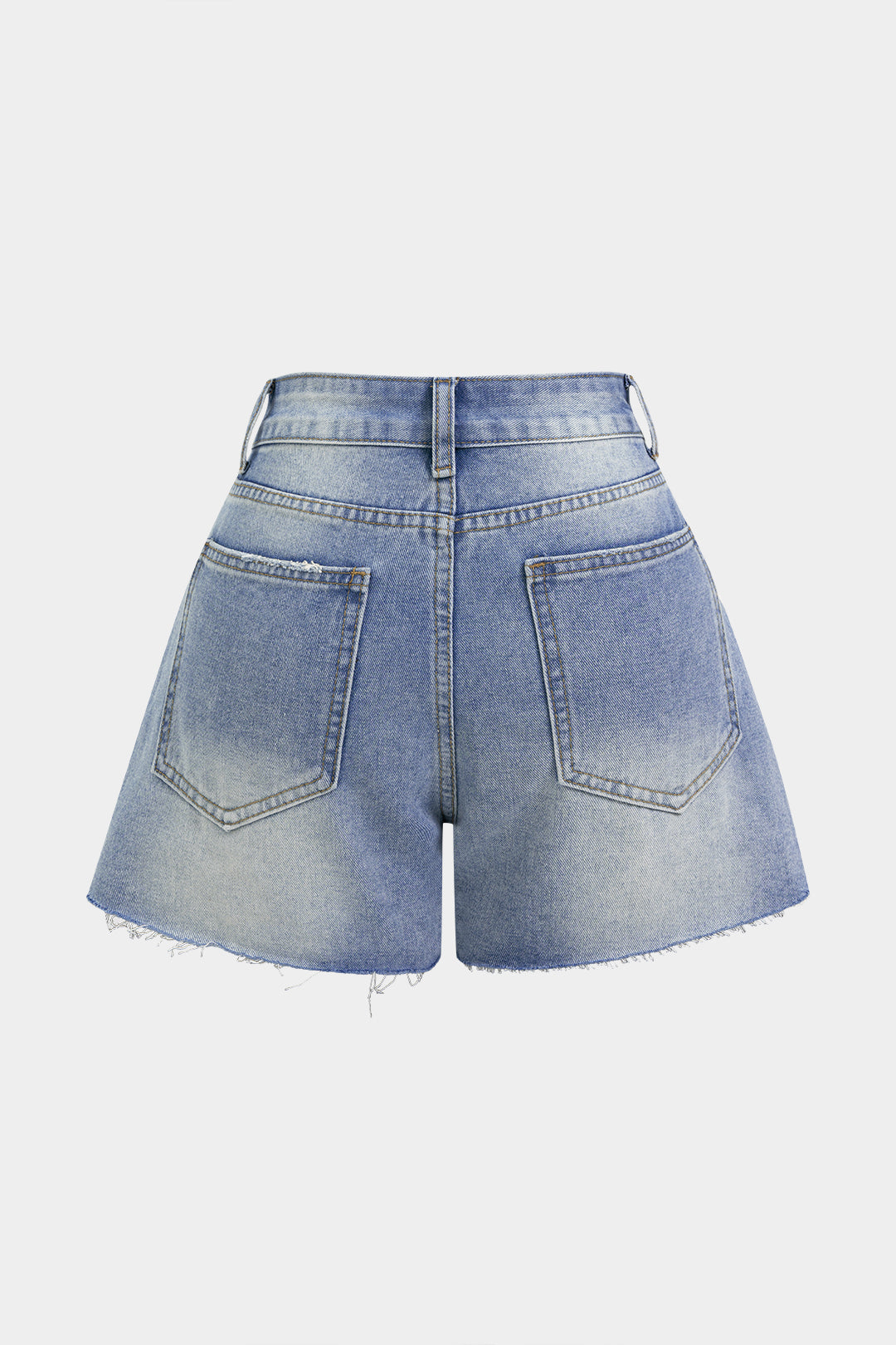 Denim short met rafelrand, rits en hoge taille