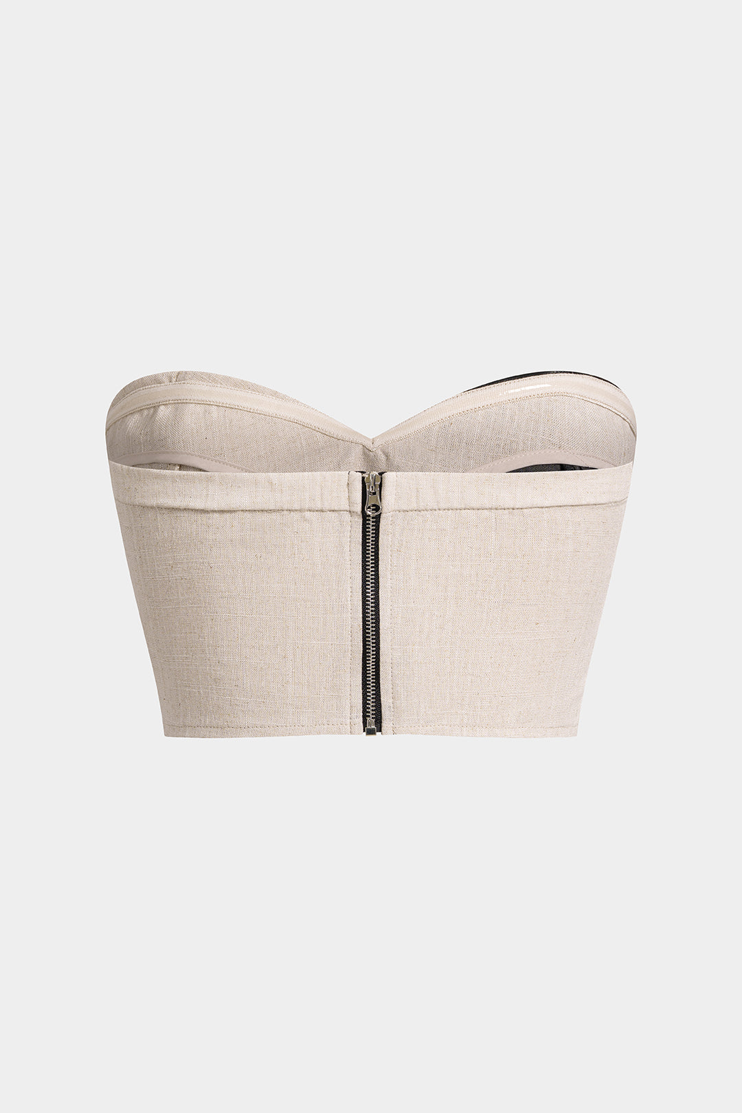 Strapless top met rits