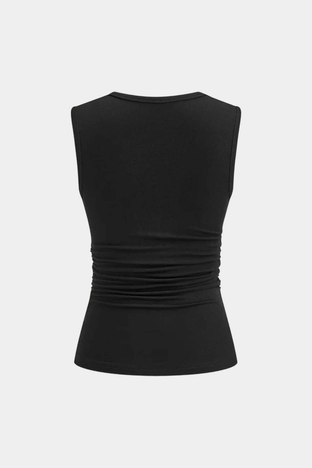 Effen asymmetrische tanktop met ruches en gesp