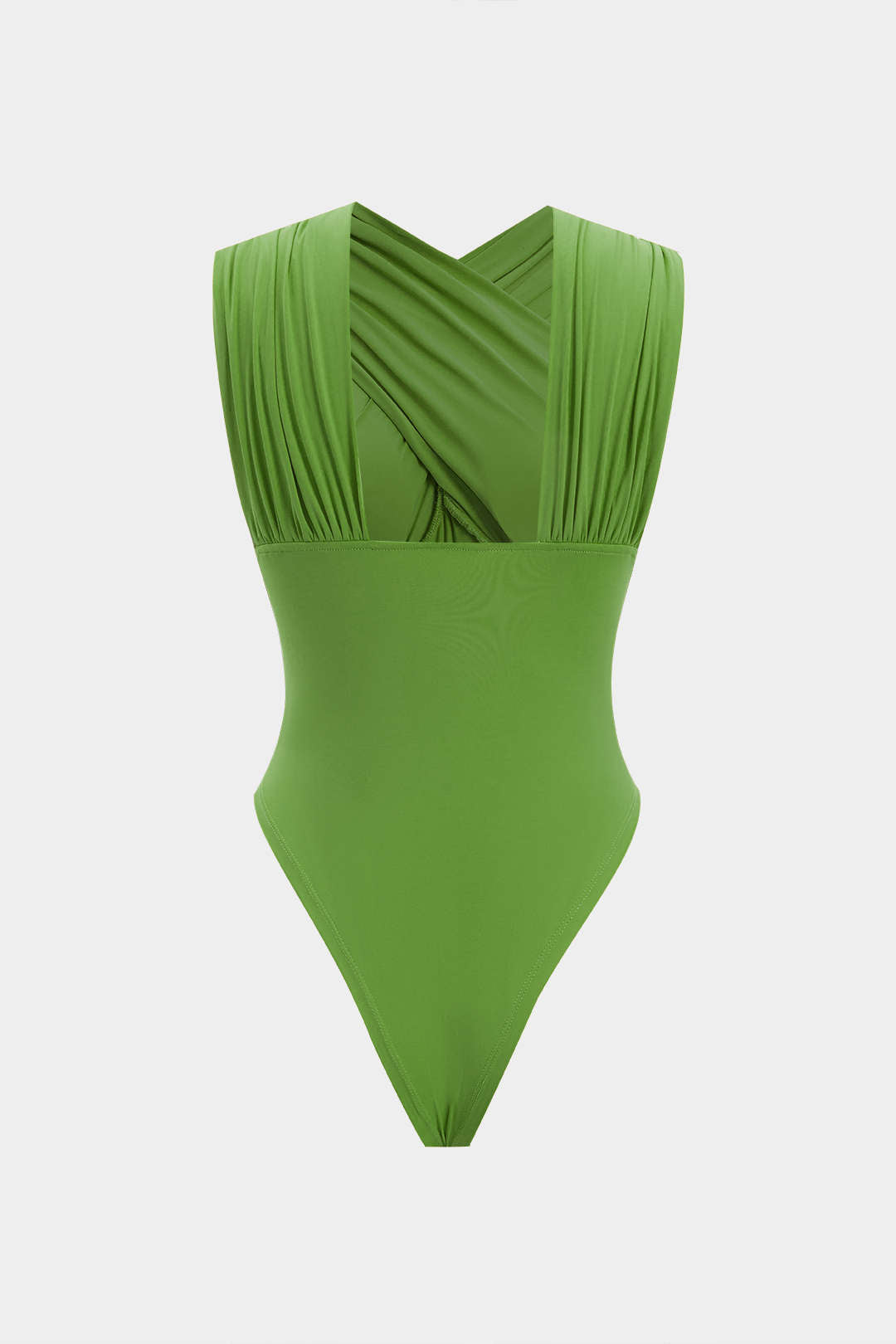 Mouwloze body met ruches en open rug