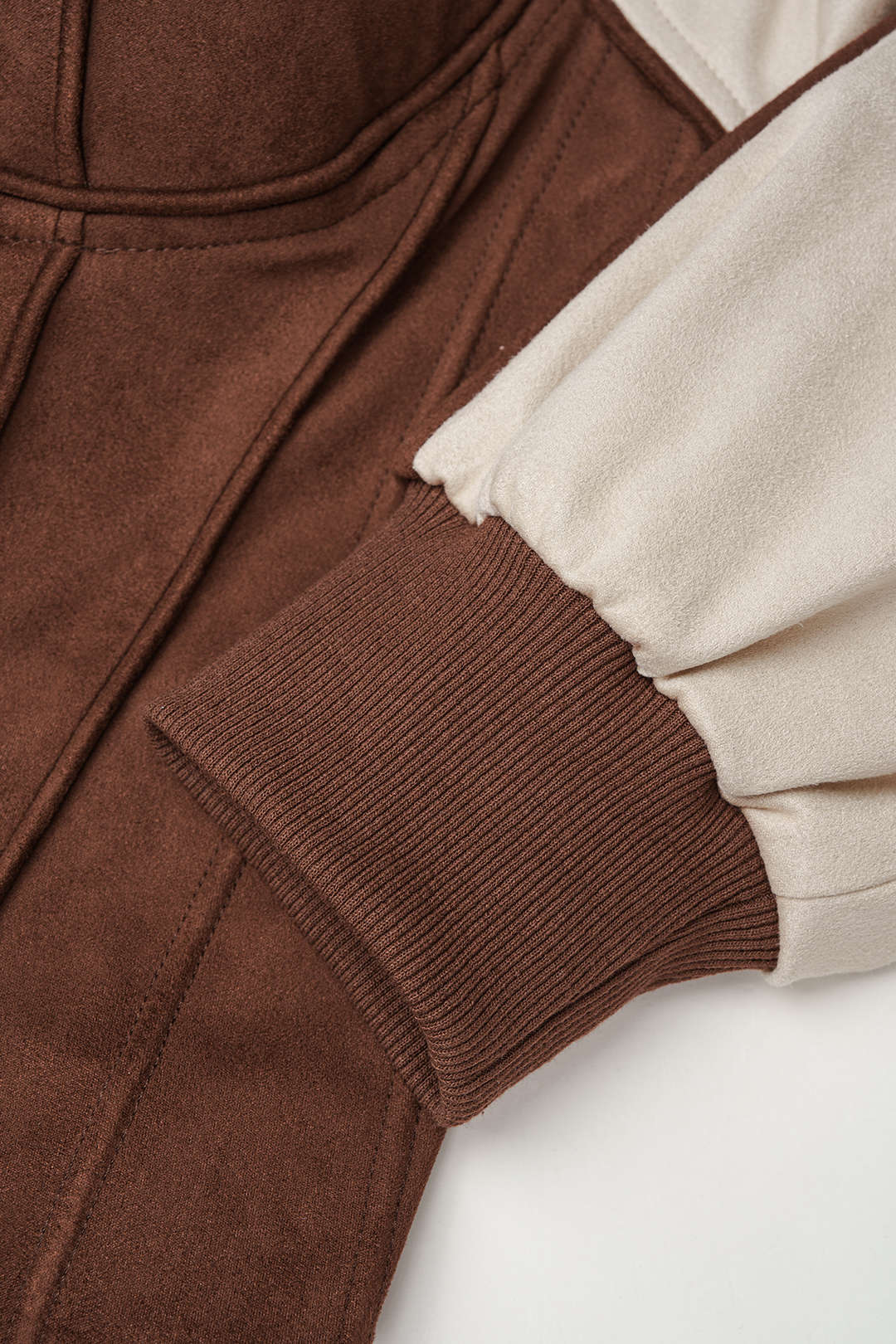 Patchwork hoodie met rits en trekkoord