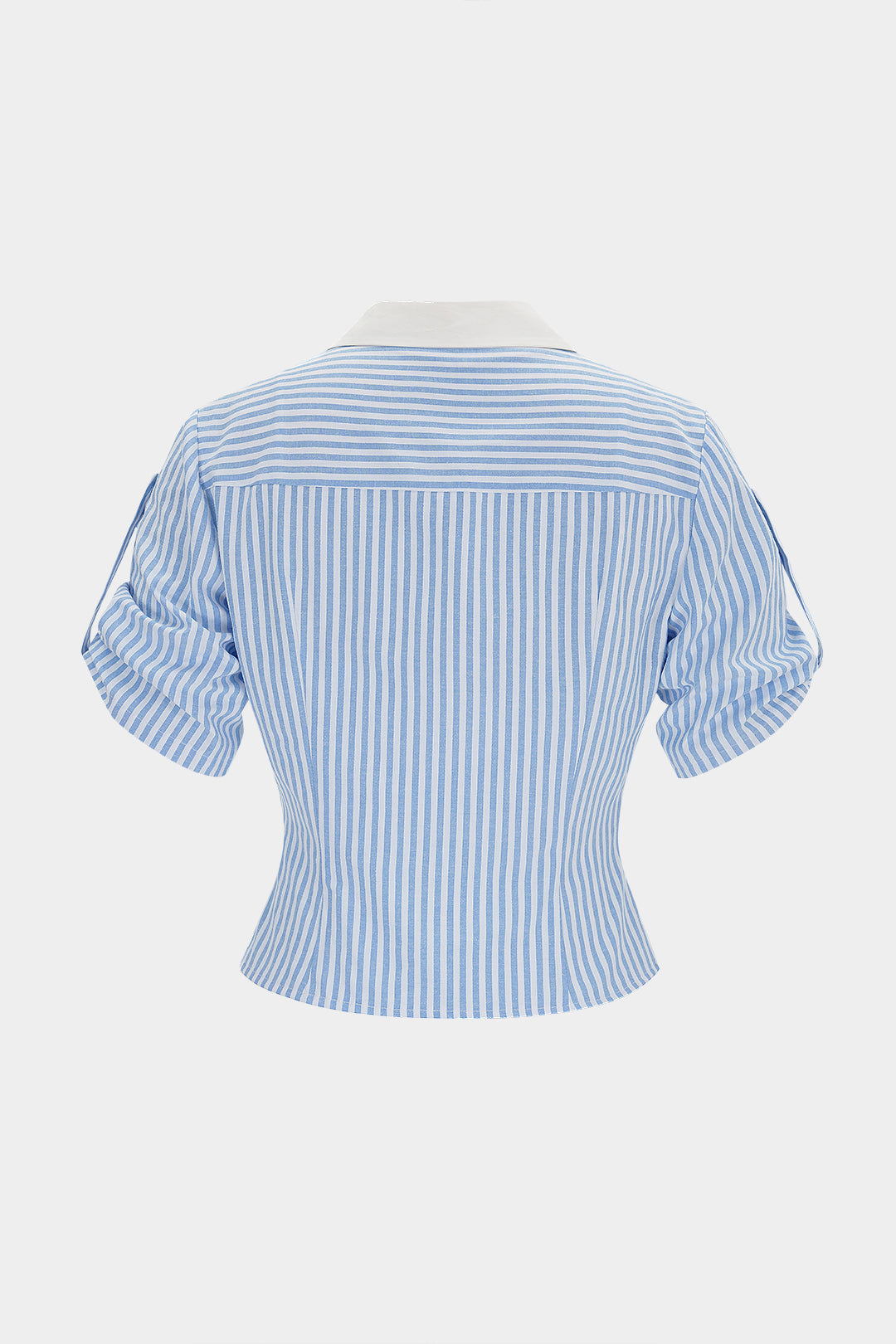 Gestreepte blouse met V-hals, knoopjes en korte mouwen