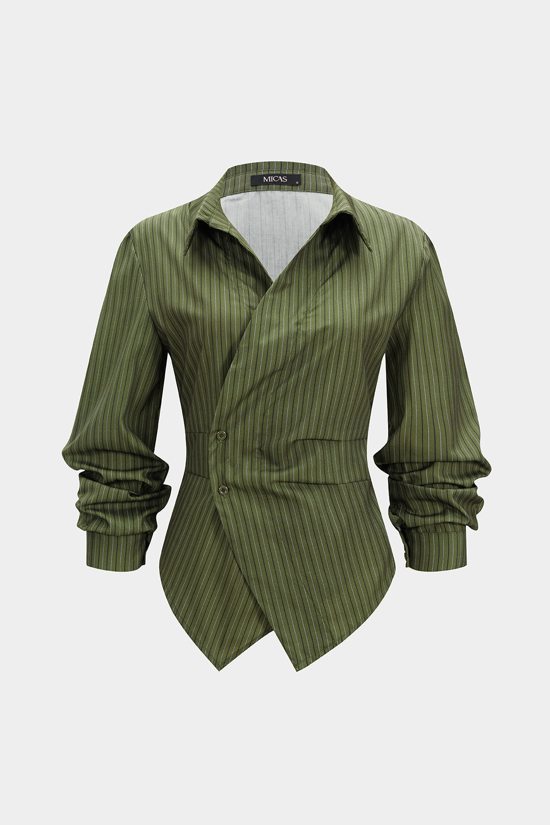Gestreepte blouse met V-hals, ruches en lange mouwen