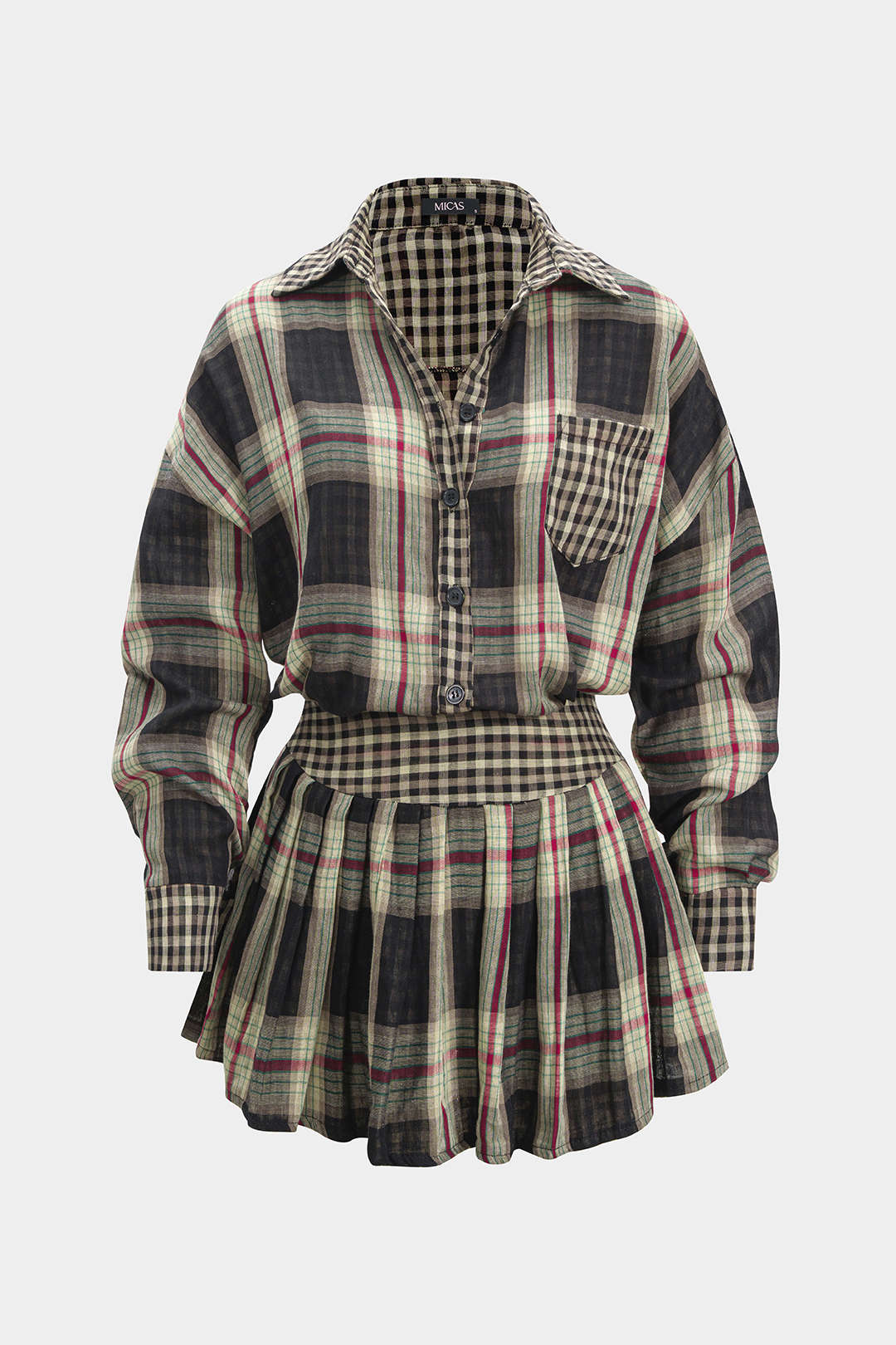 Dana - Geruite set met blouse en minirok
