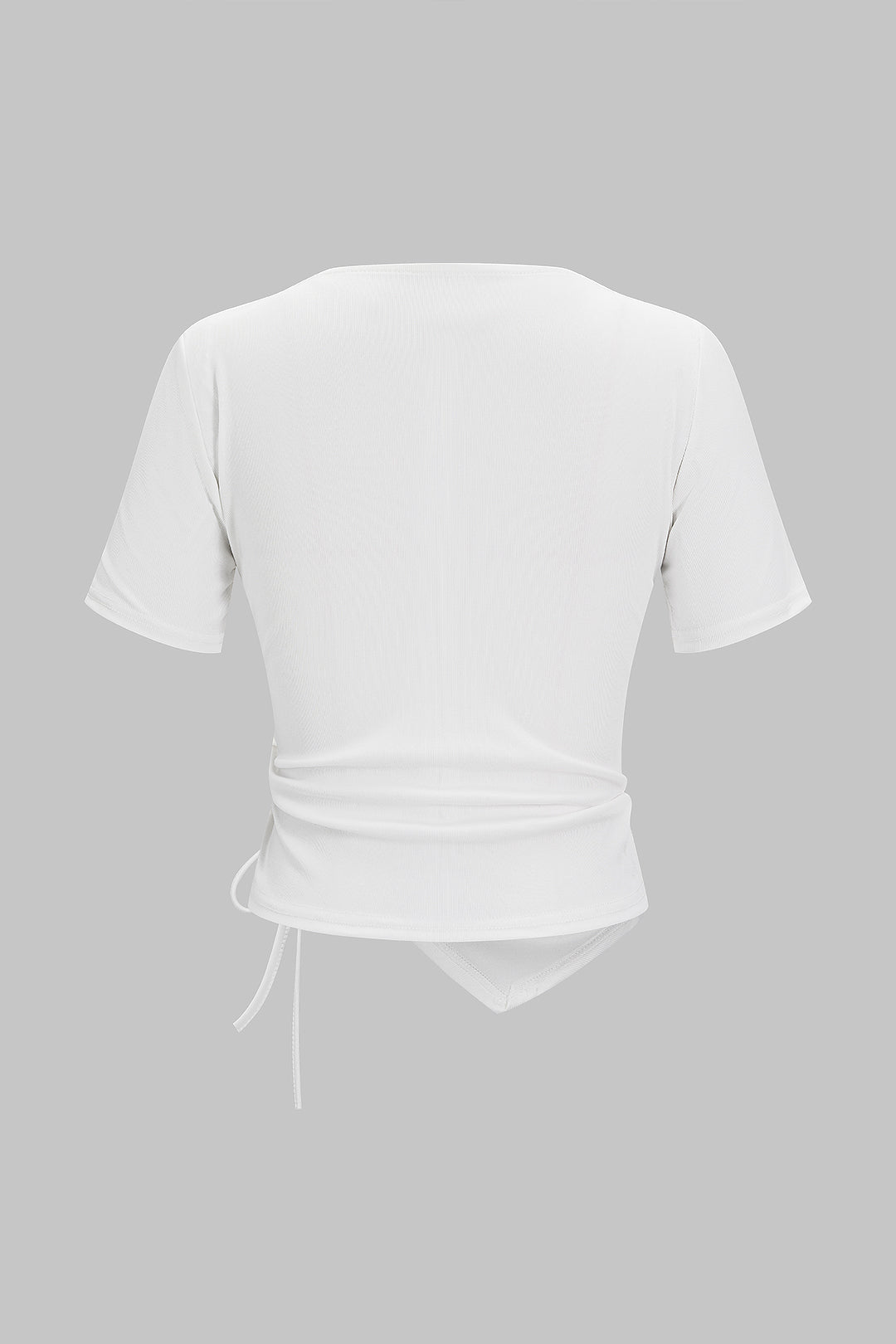 Asymmetrisch T-shirt met trekkoord en korte mouwen