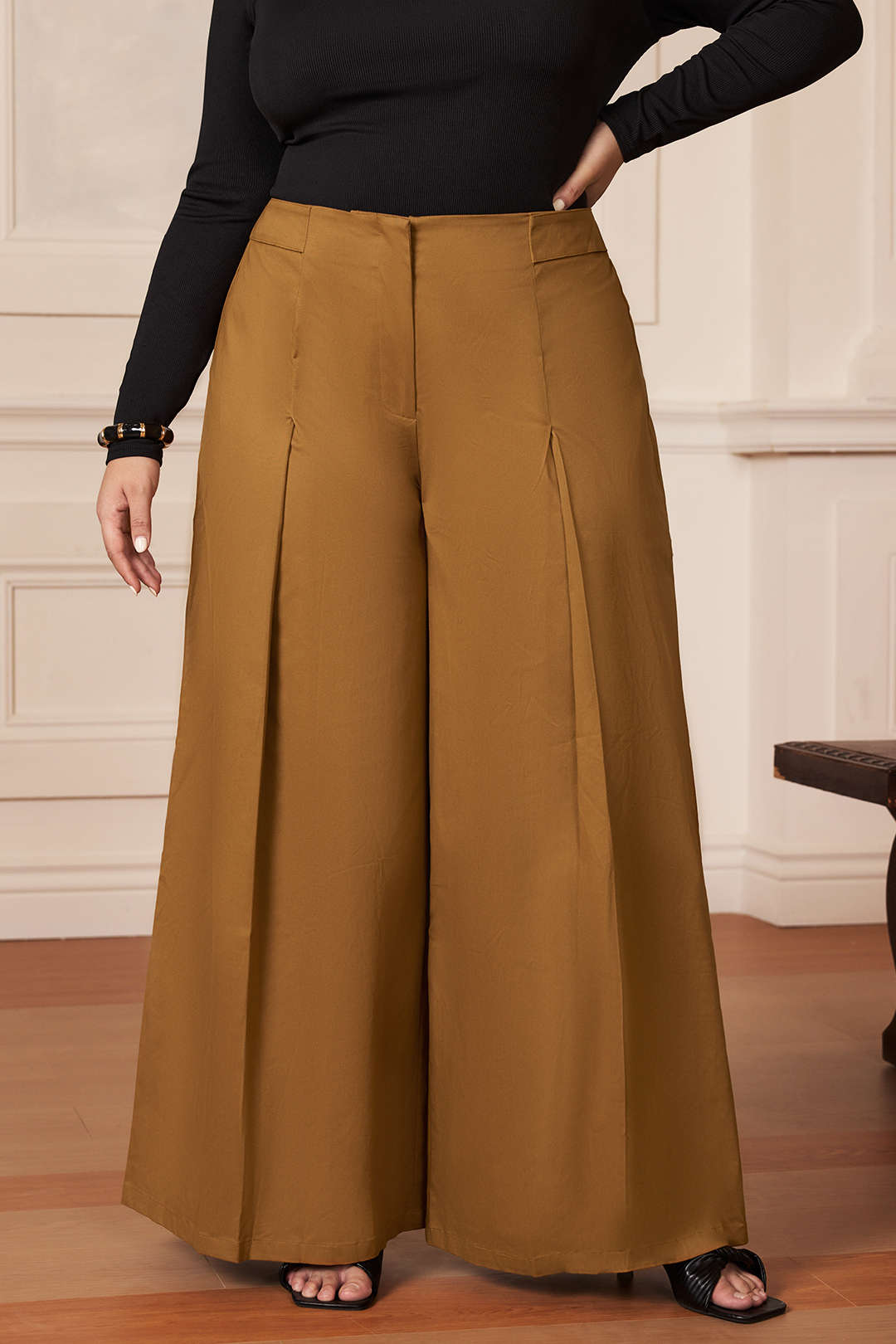 Pantalon met ruches en rits