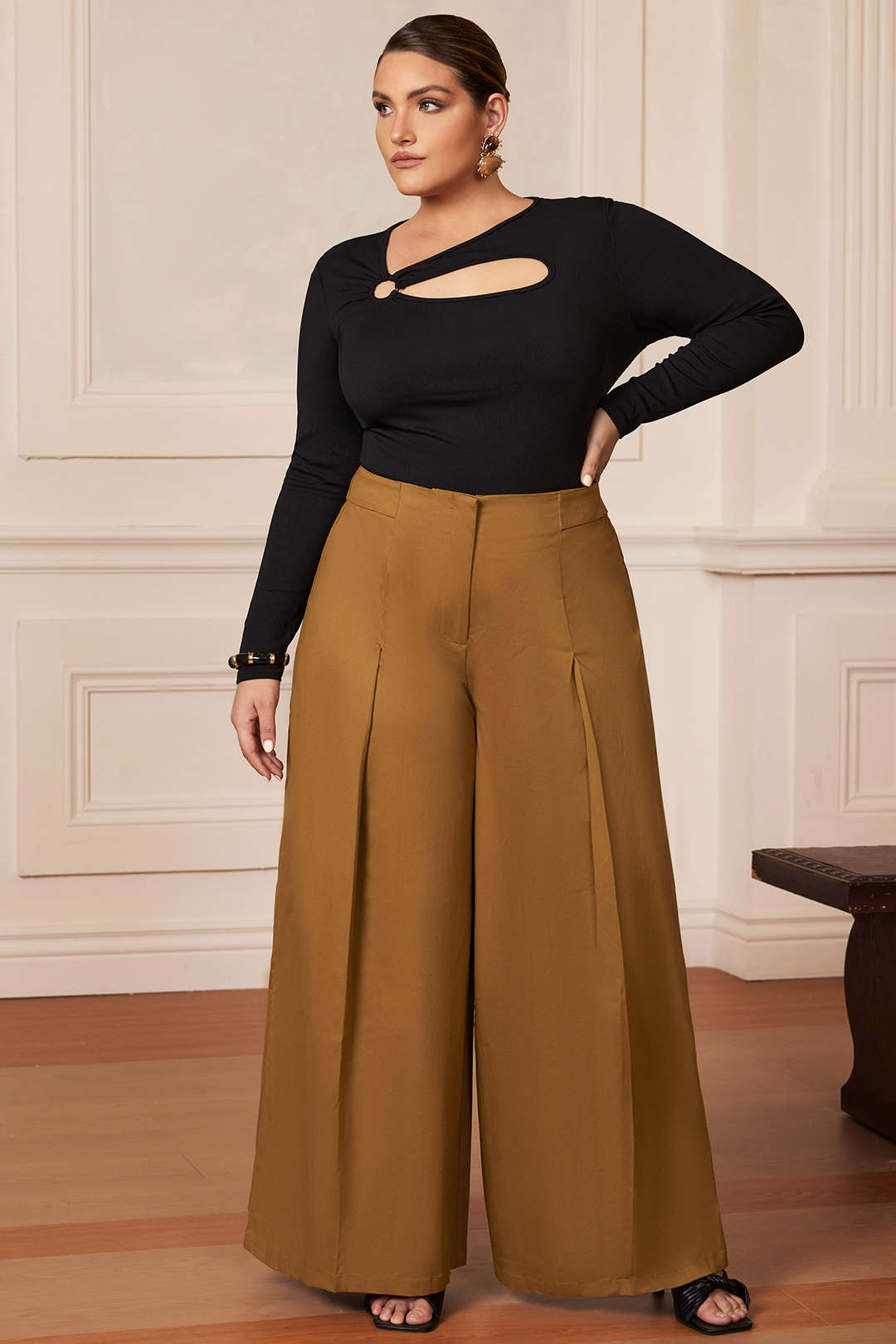 Pantalon met ruches en rits