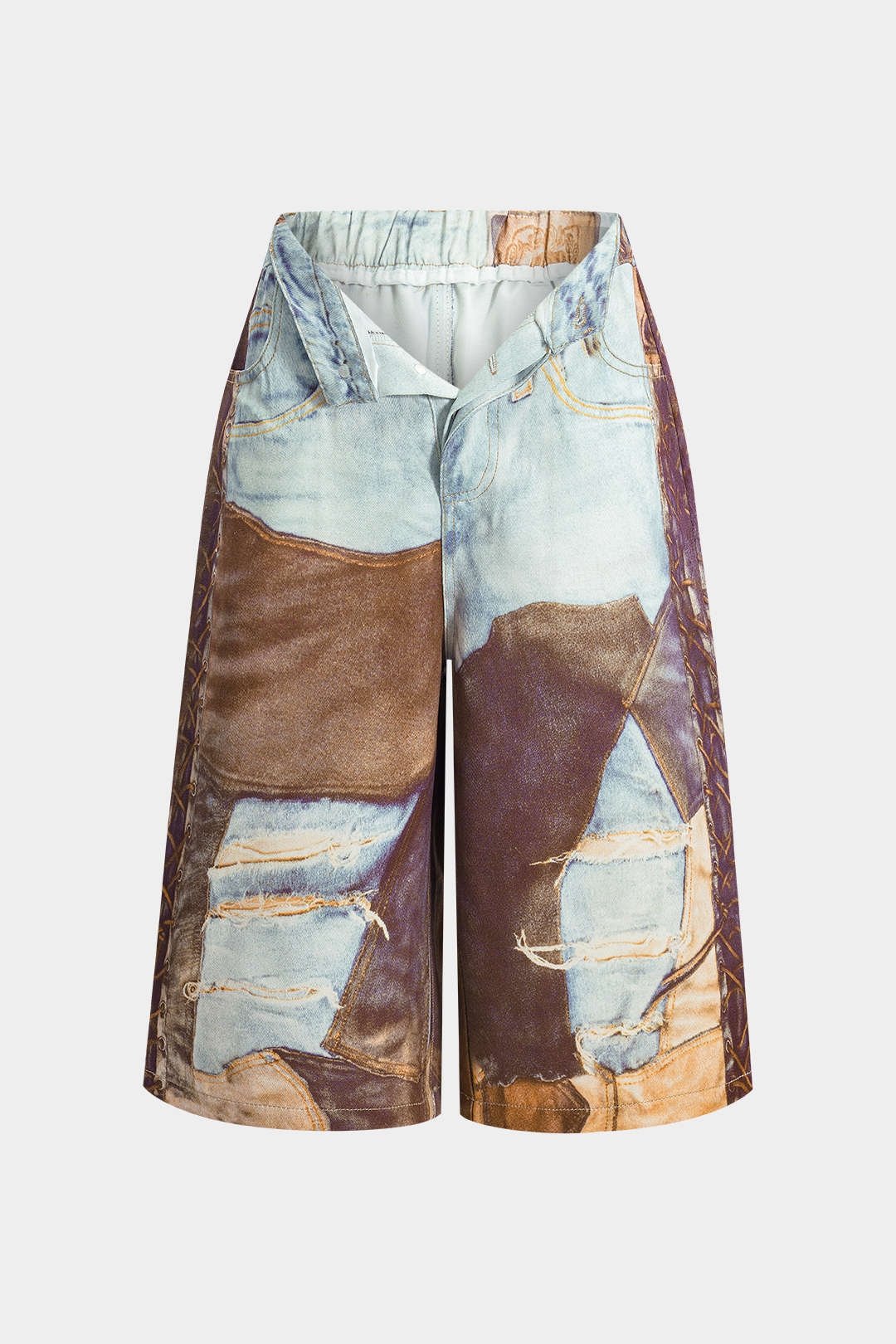 Short met kettingdetail en wijde pijpen