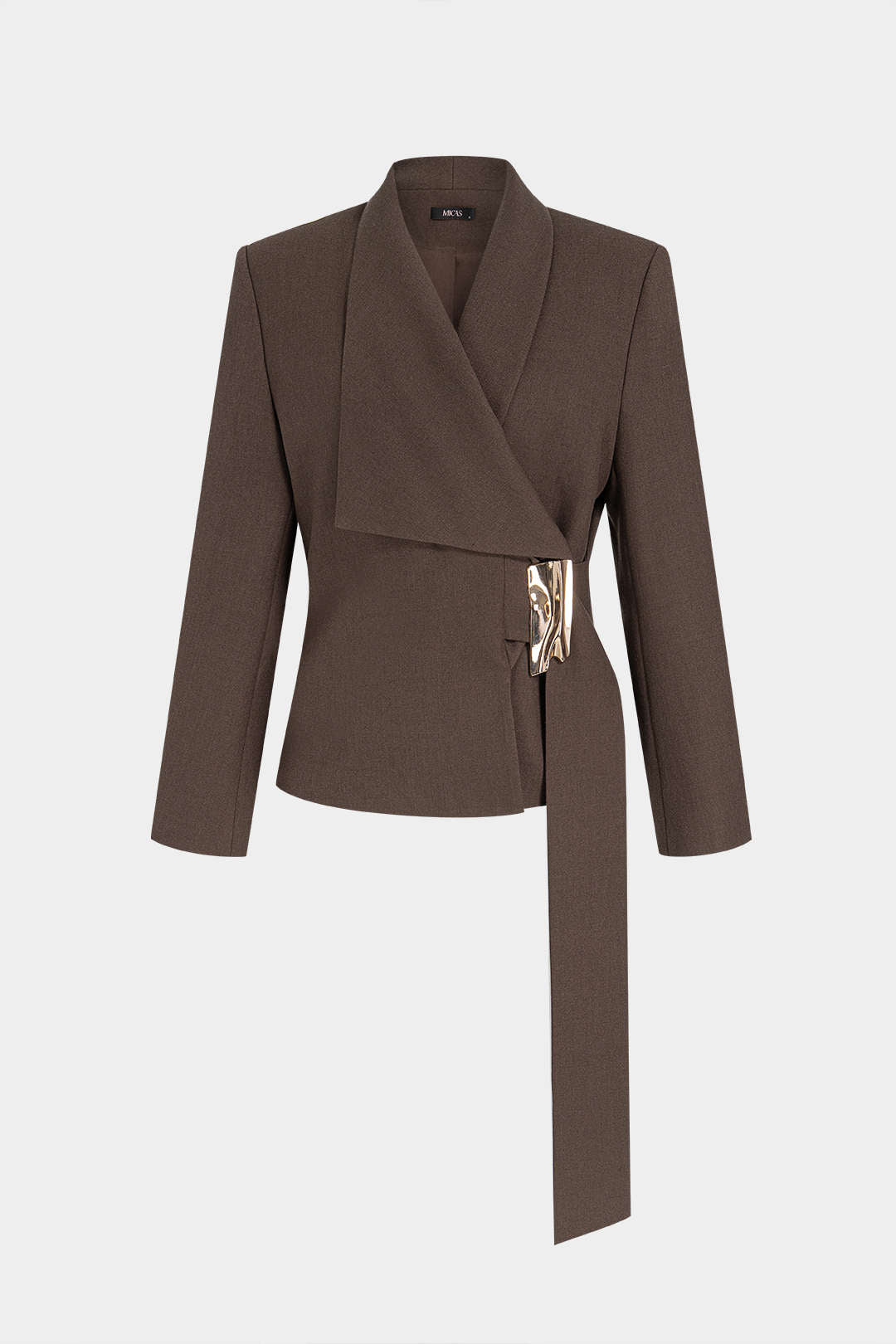 Metallic asymmetrische blazer met strik