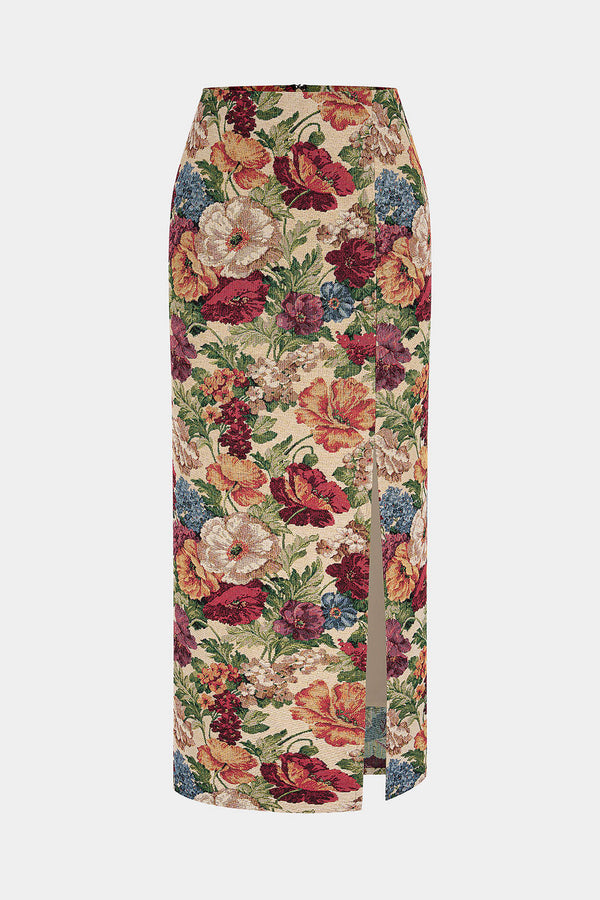 Jacquard maxirok met split