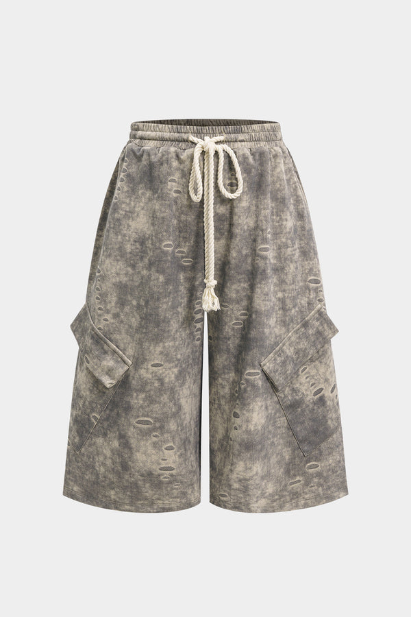 Verwassen short met strik en hoge taille