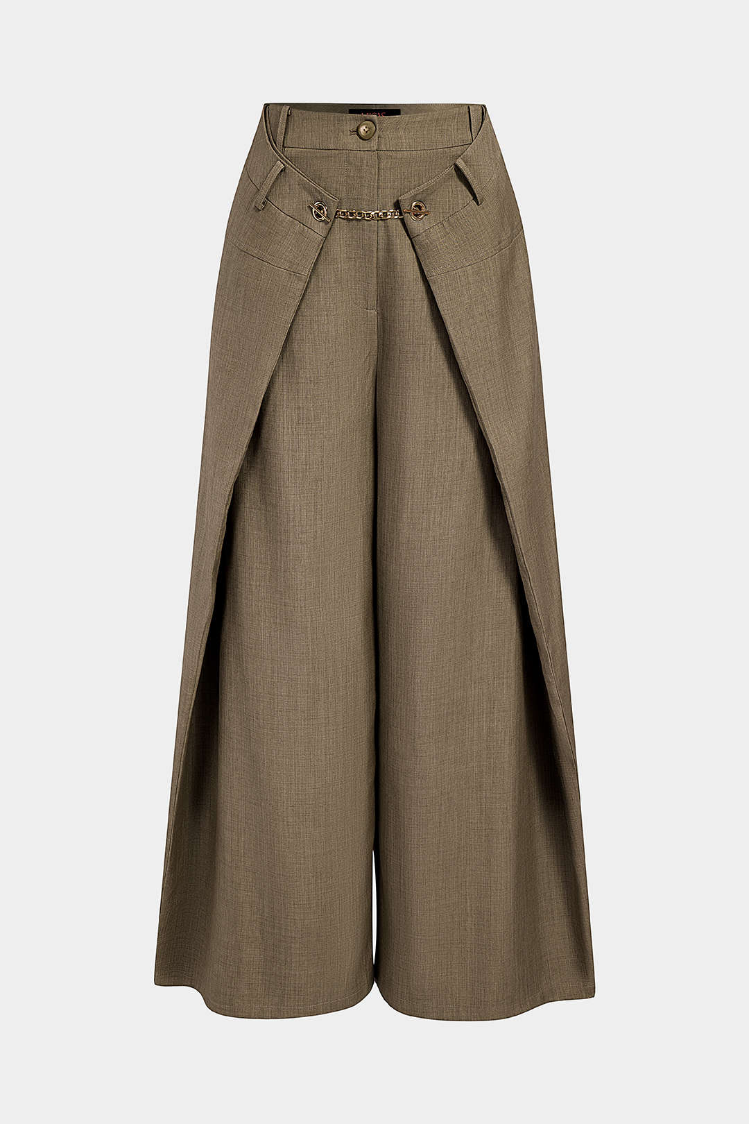 Metallic broek met kettingdetail en hoge taille