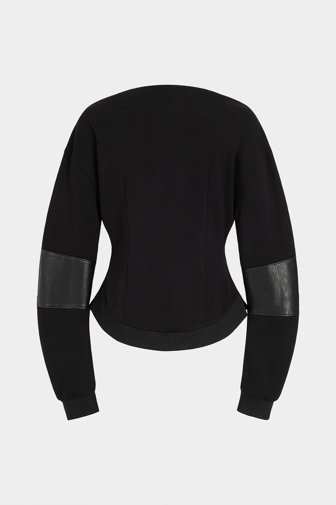 Leren-look patchwork hoodie met V-hals en lange mouwen