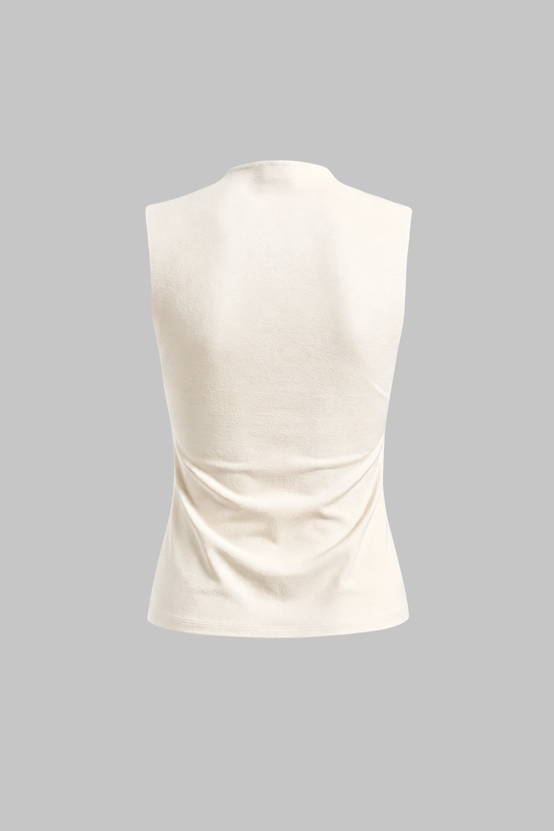 Asymmetrische tanktop met opstaande kraag en trekkoord