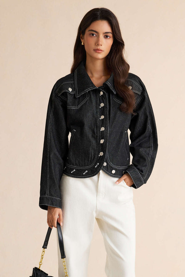 Bo - Denim metallic jasje met knoopjes