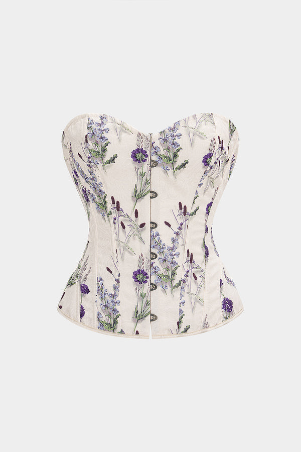 Bloemenprint strapless top met strik