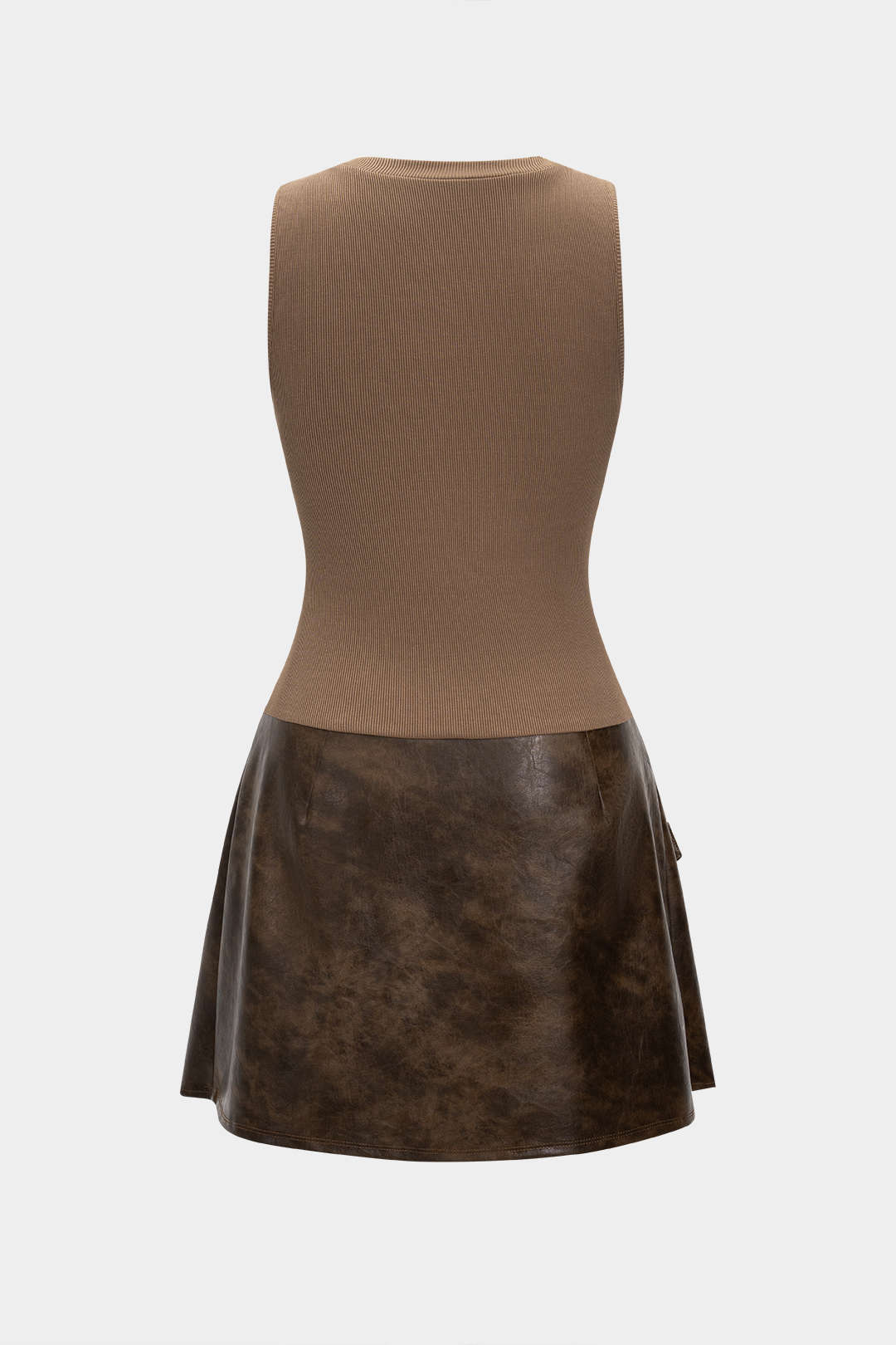 Mila - Leren-look patchwork minijurk