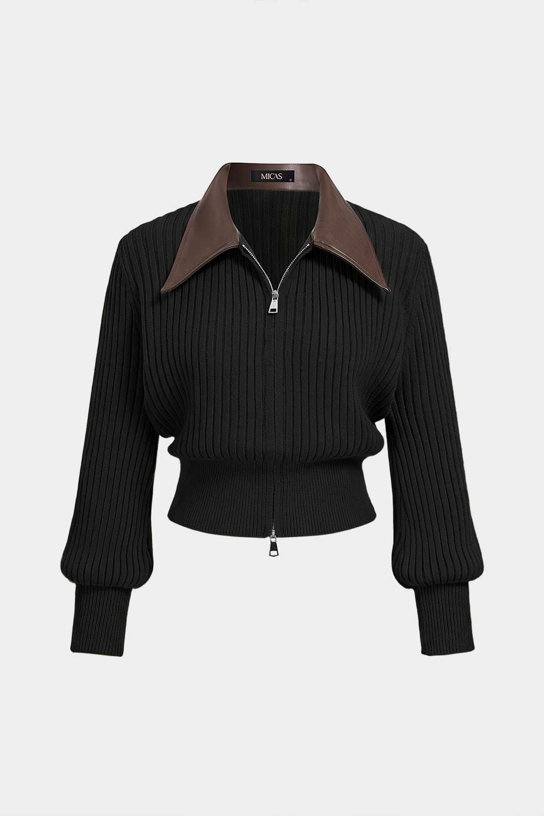 Gebreid patchwork vest met rits