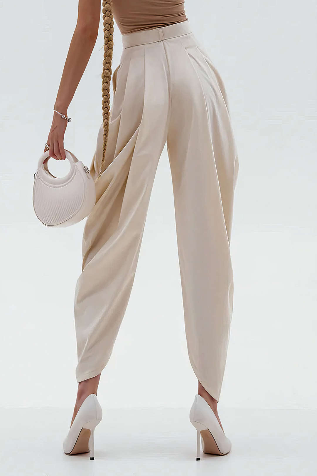 Effen pantalon met ruches