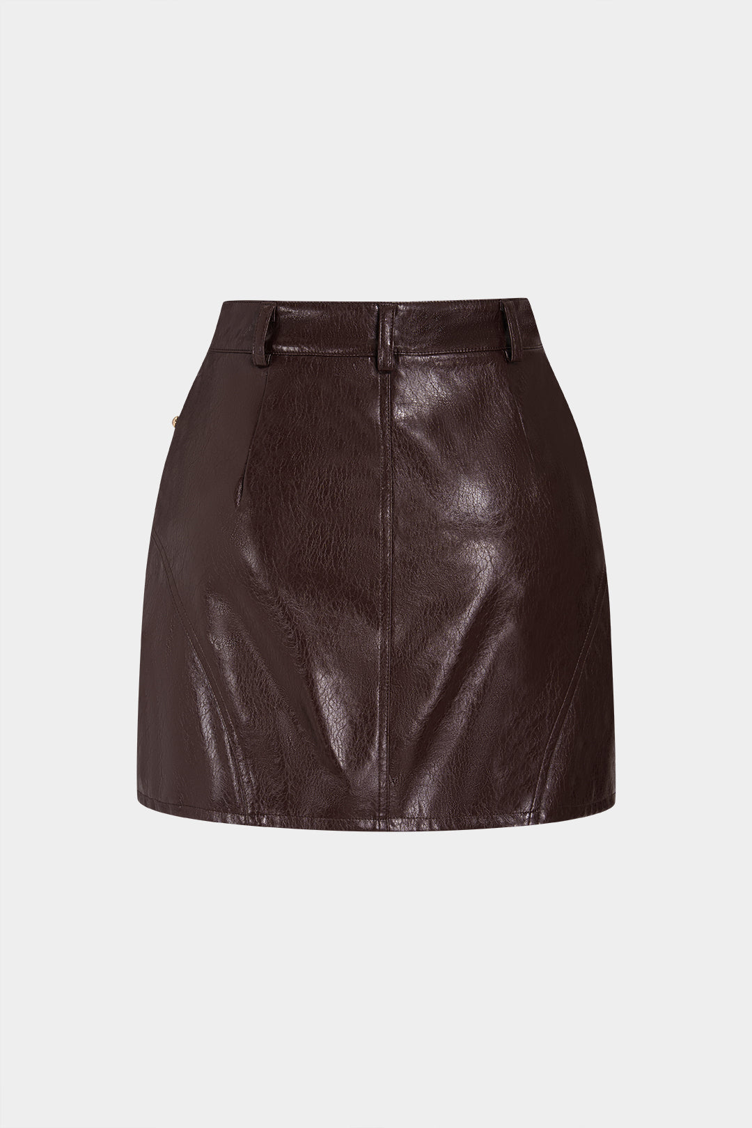 Frida - Leren-look minirok met knoopjes
