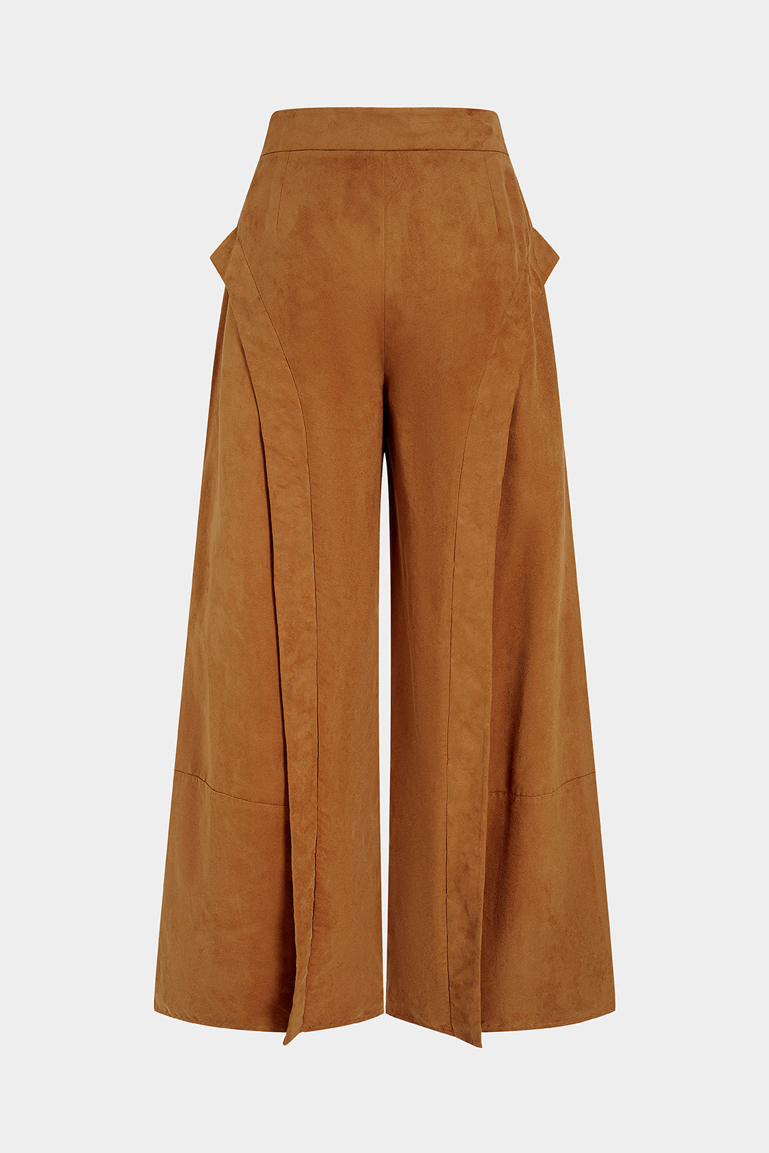 Suède broek met wijde pijpen