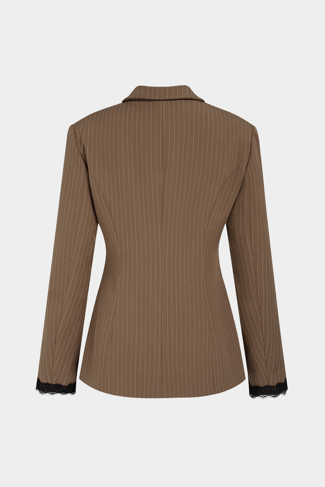Gestreepte patchwork blazer met kant en reverskraag