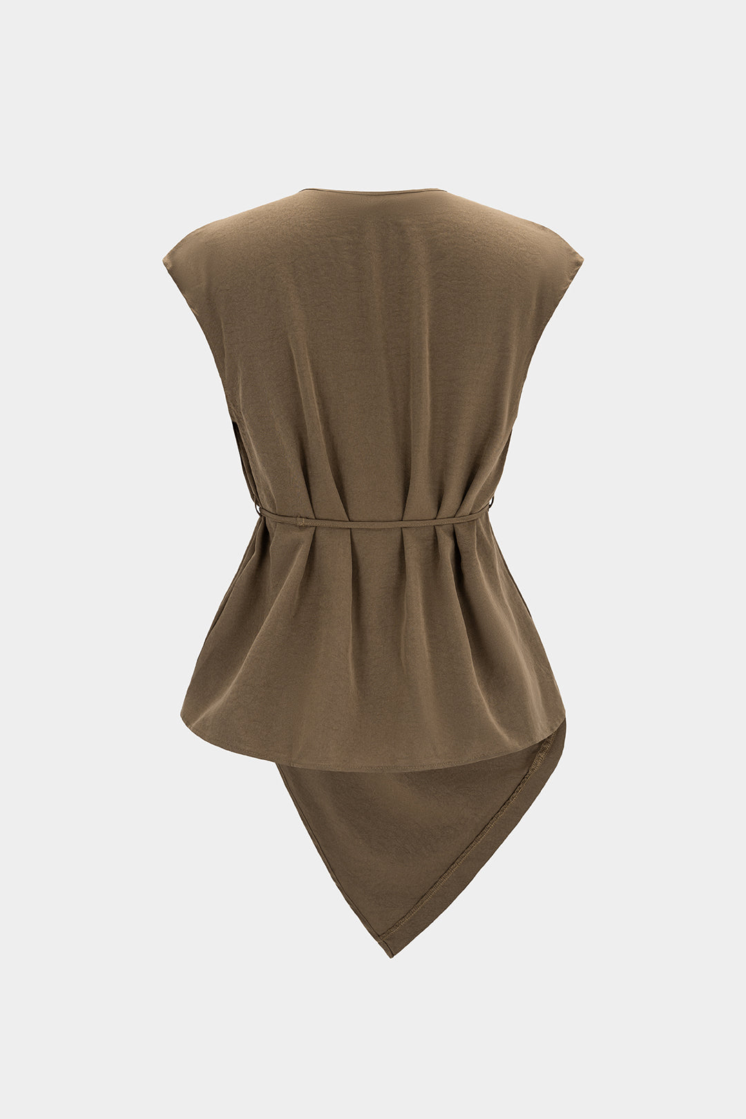 Asymmetrische blouse met drapering, watervalhals en strik