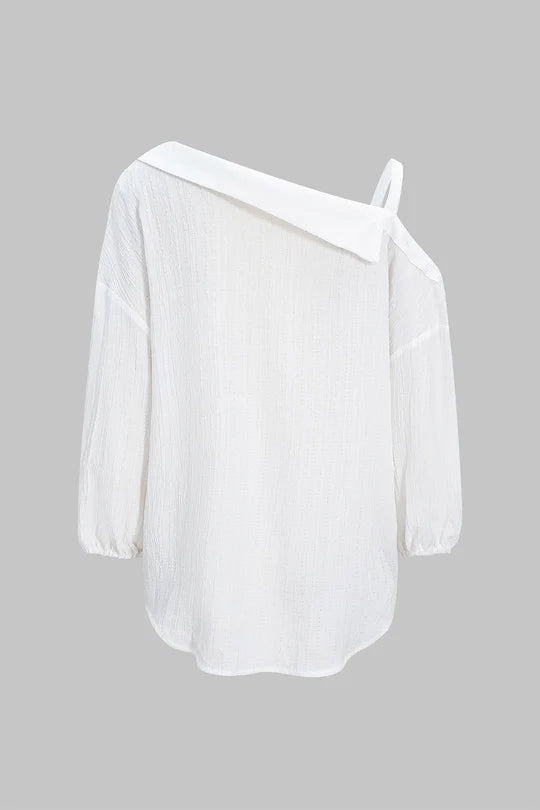 Asymmetrische mouwloze blouse met knoopsluiting en open rug